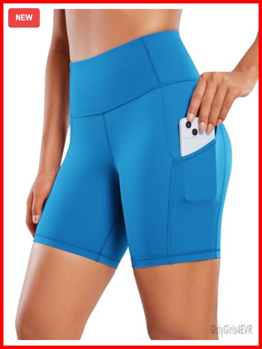 High Rise Running Shorts 6" Compression Biker Shorts with Pockets